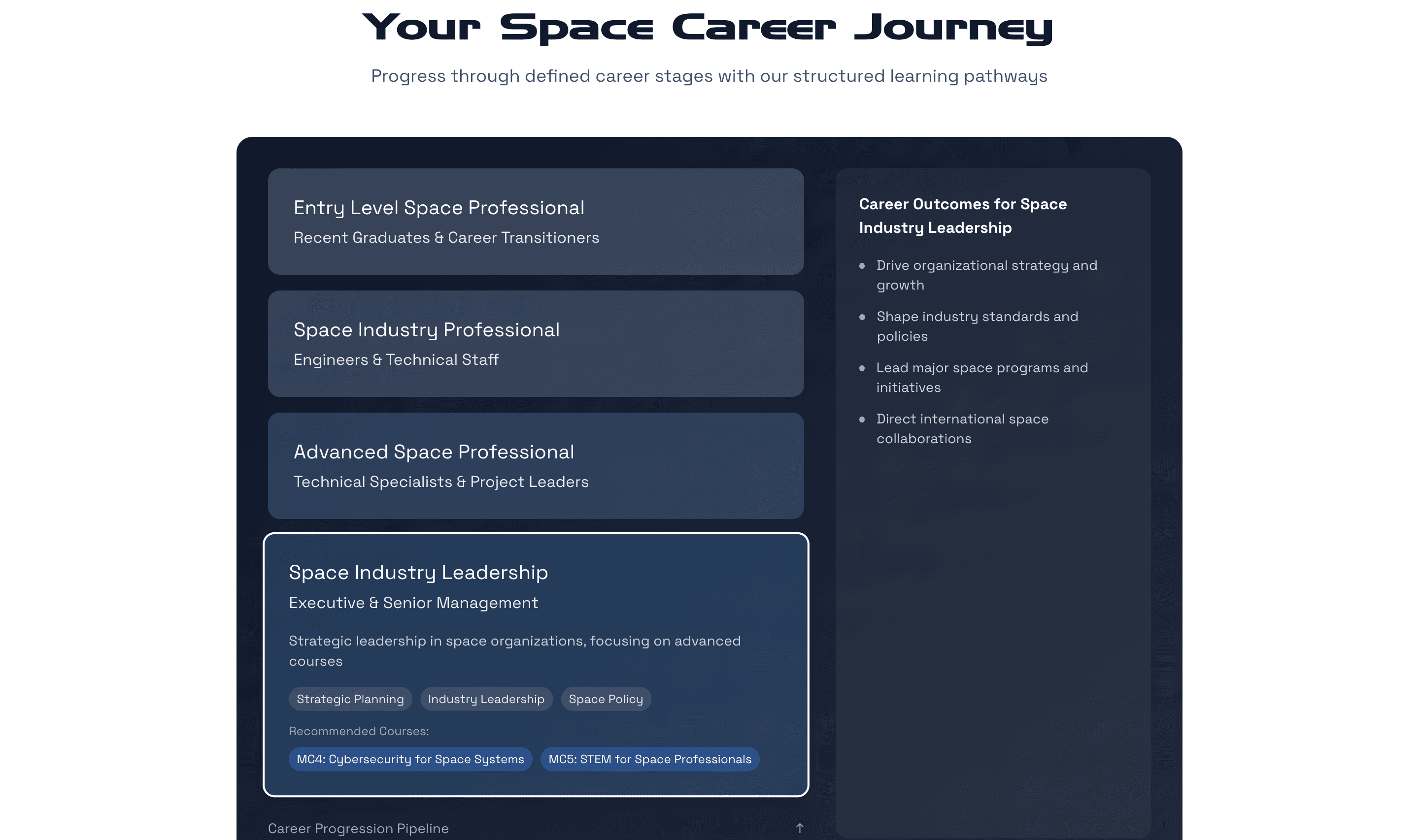 Interactive career journey page