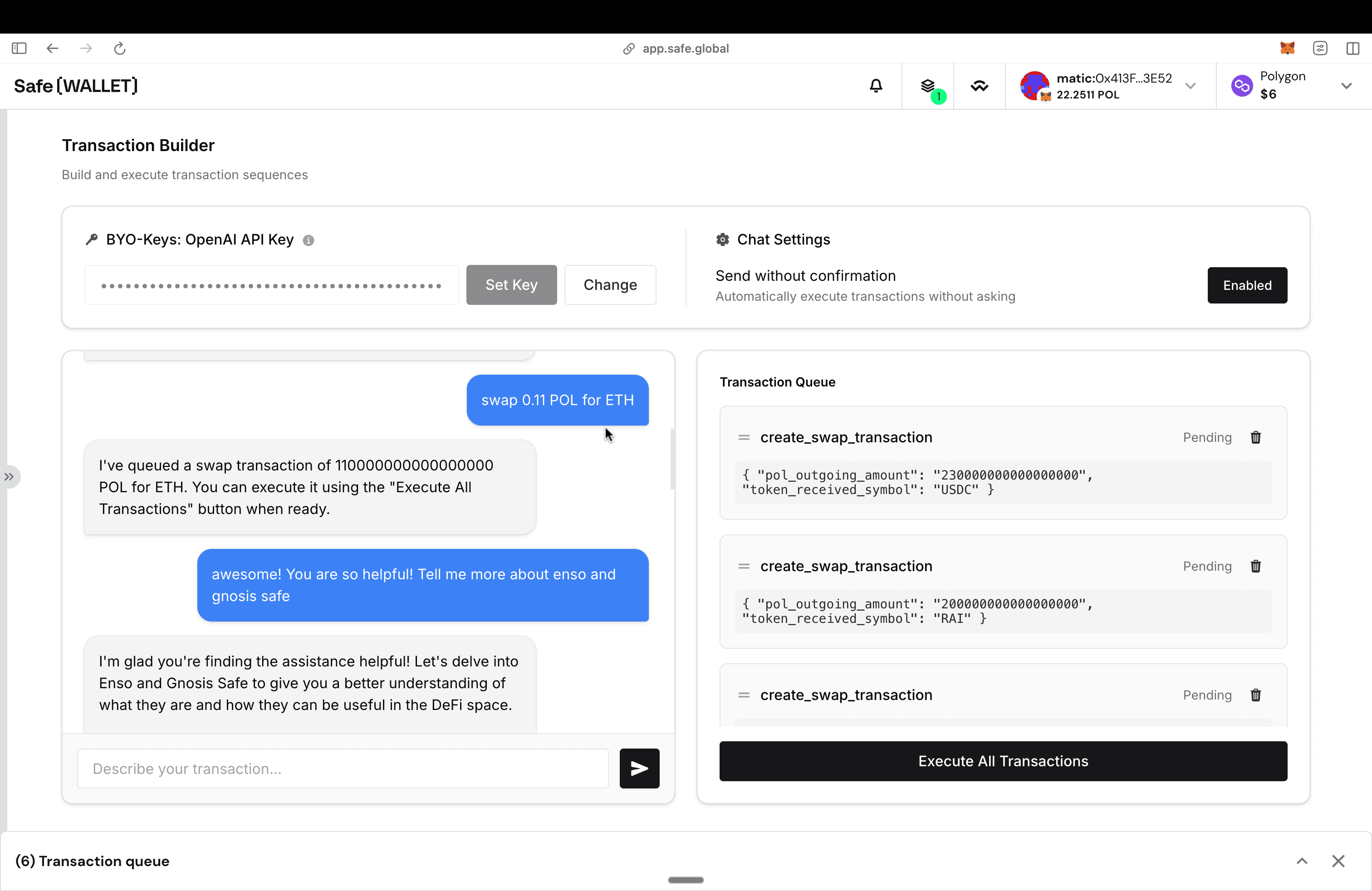 Safe smart account integration