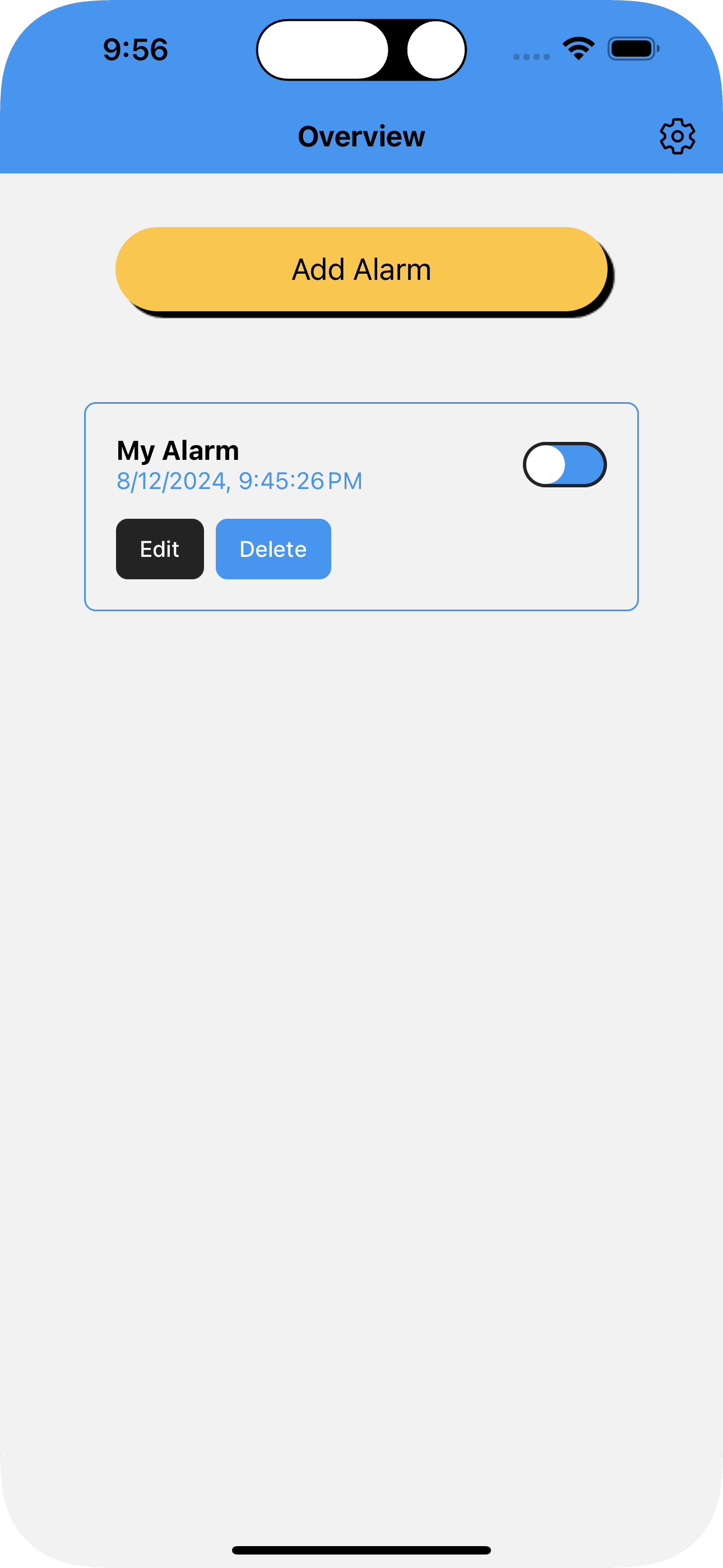 Alarm screen home