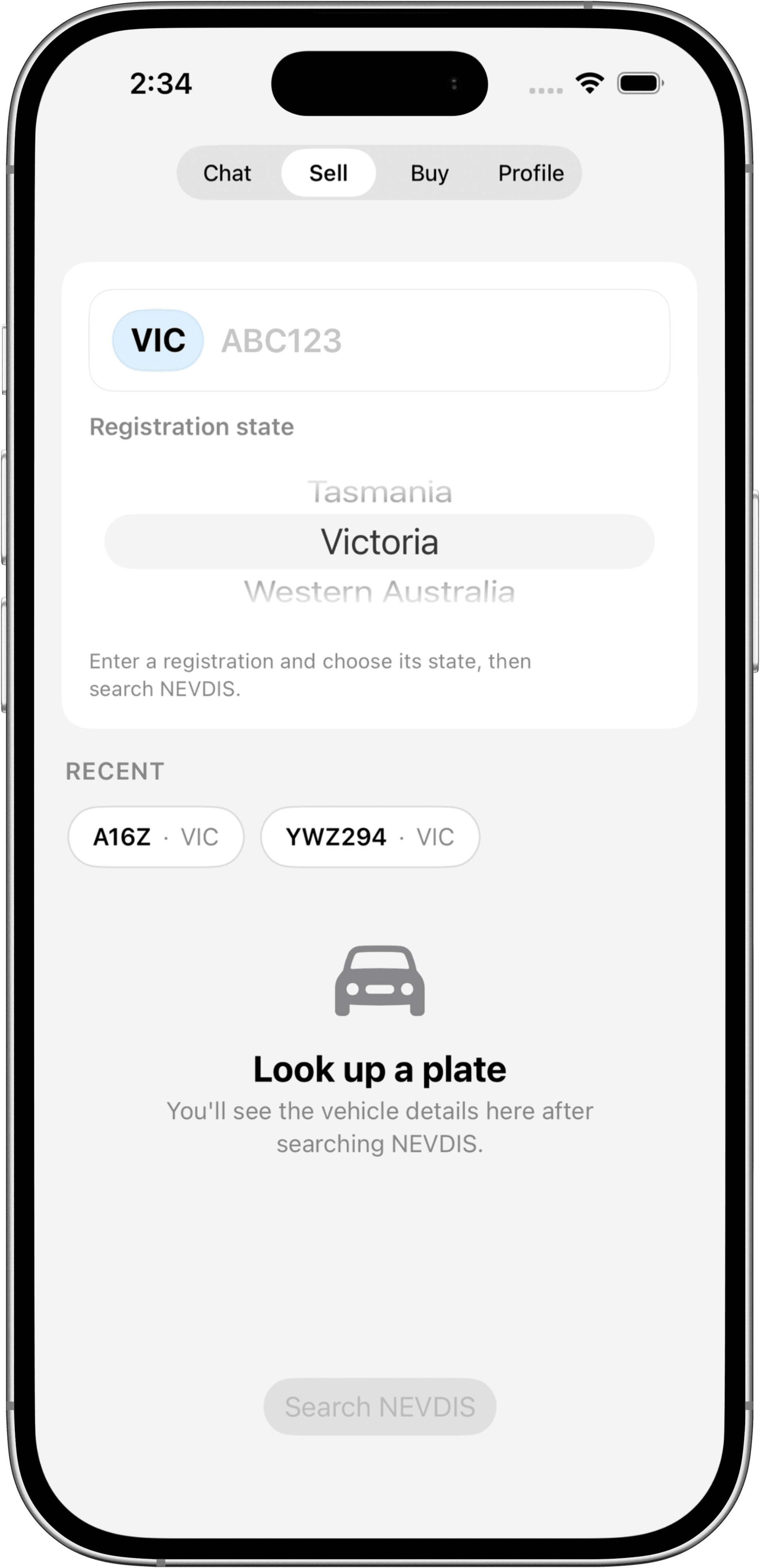 Sell workflow interface