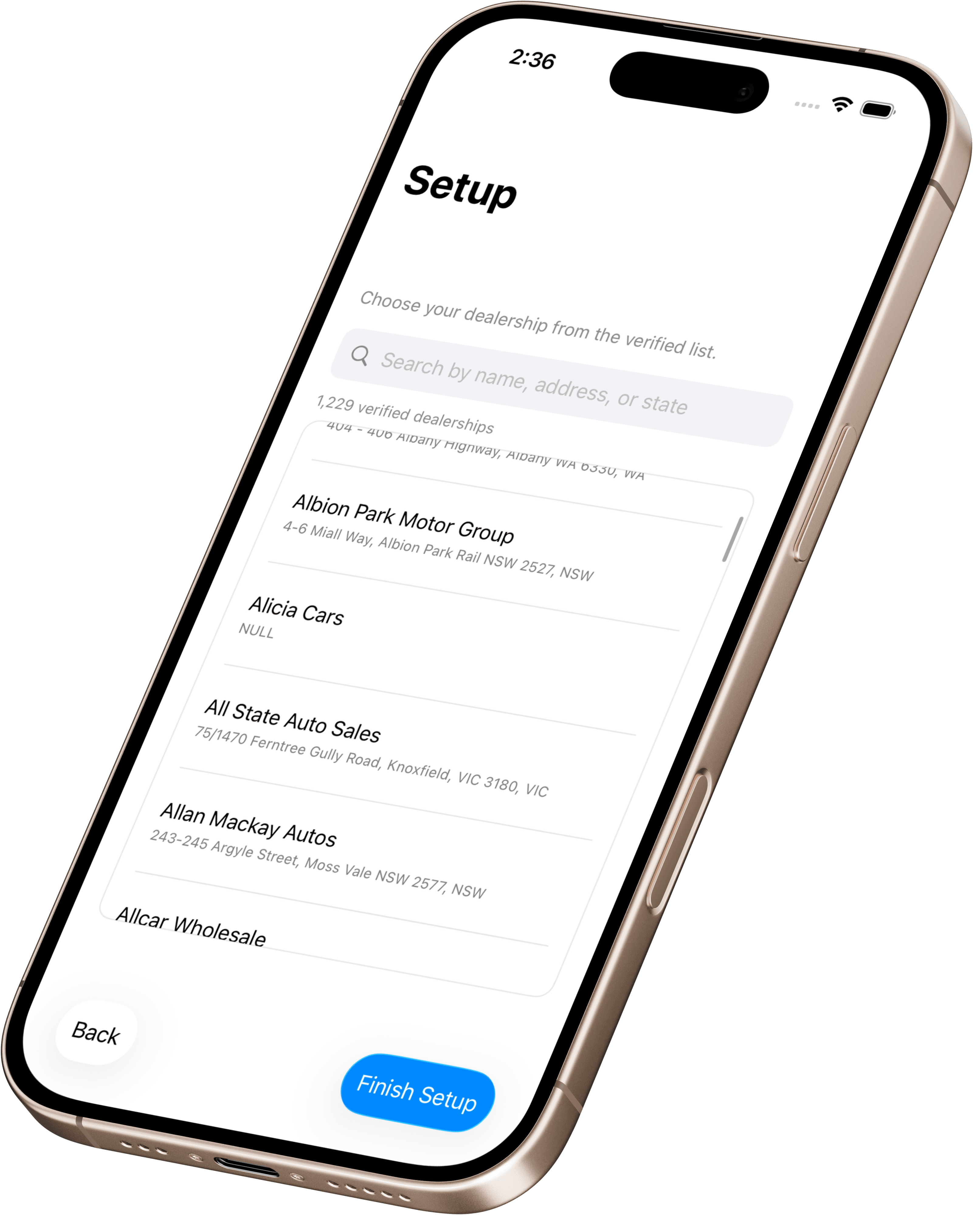 Dealer onboarding wizard