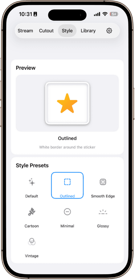 Sticker style presets