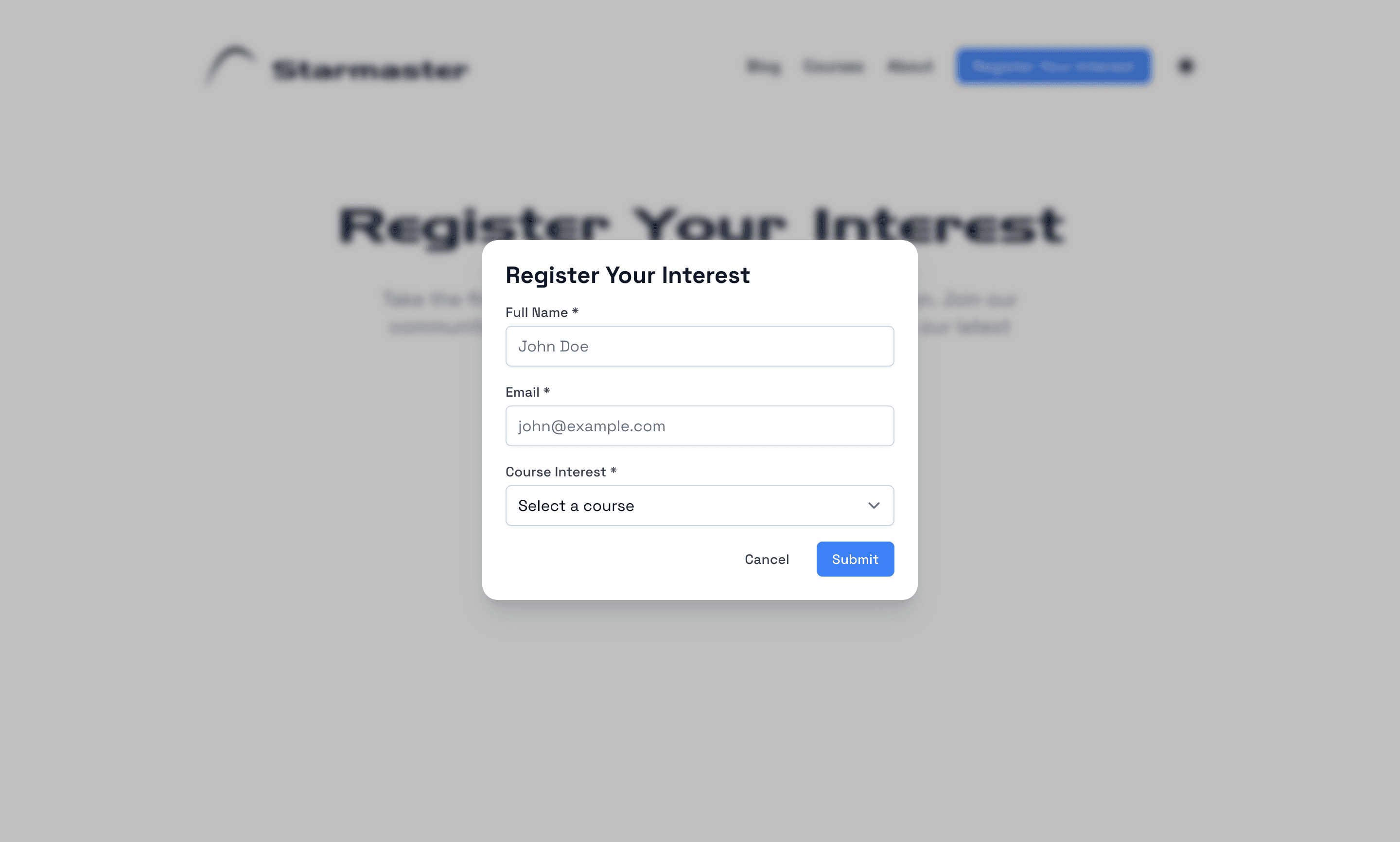 Starmaster registration flow