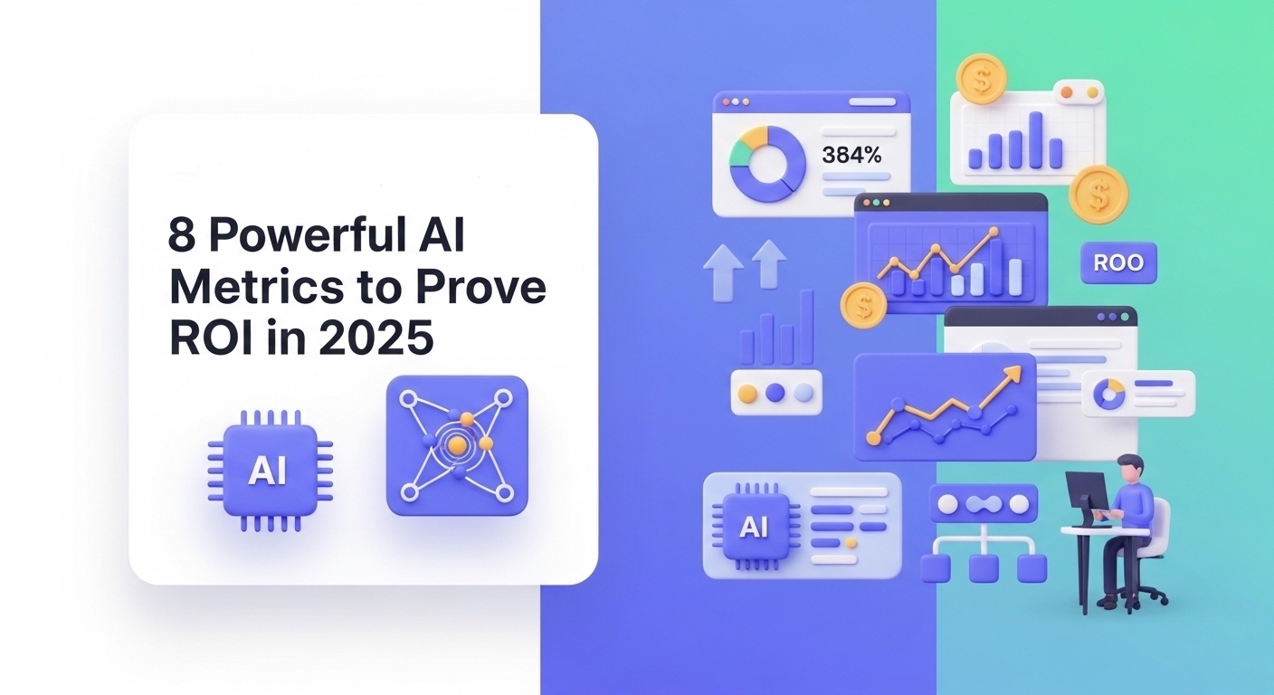 AI performance metrics dashboard displaying 8 powerful KPIs and ROI measurements for Australian businesses implementing artificial intelligence solutions in 2025